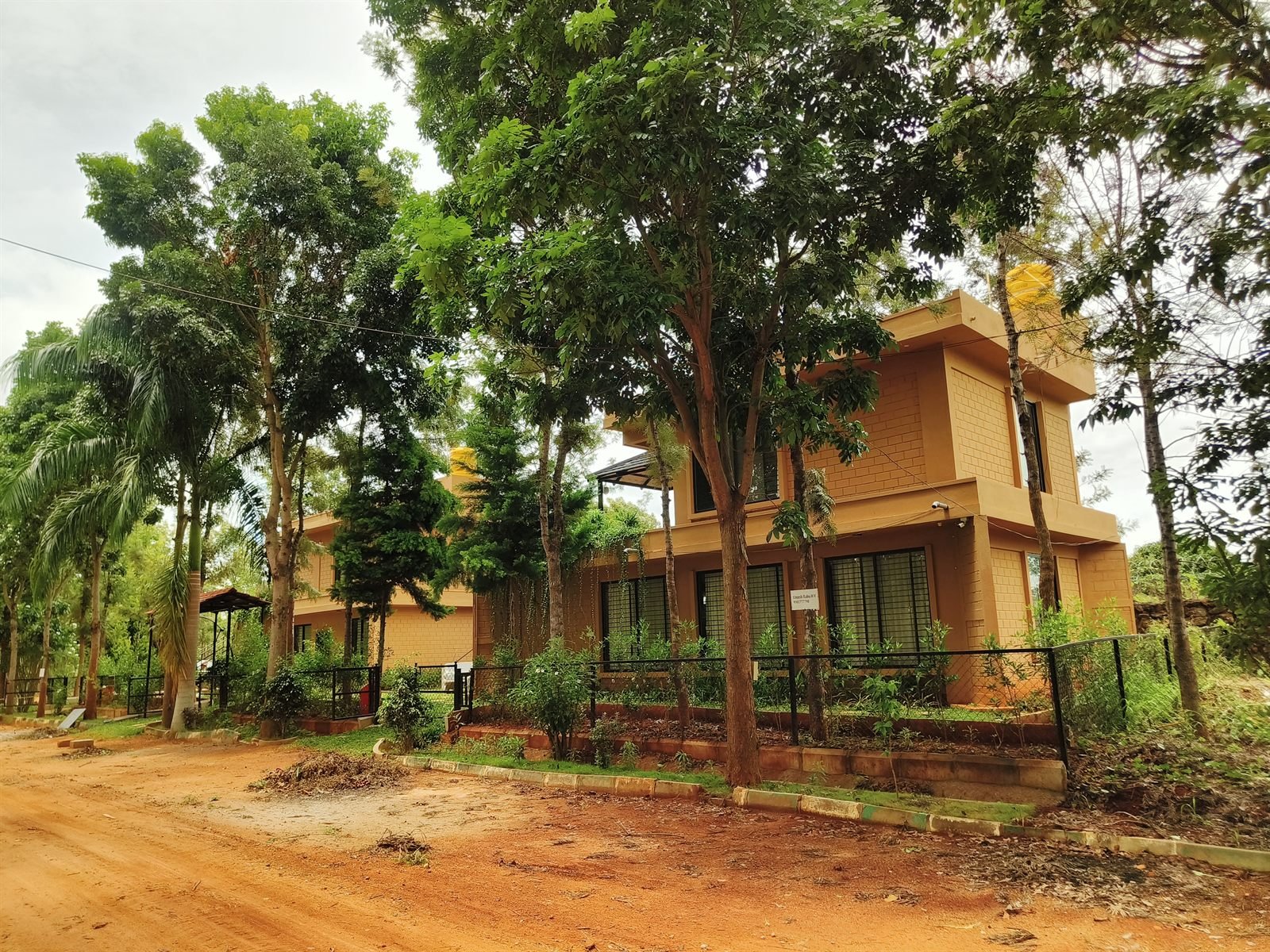 Earth-block villa integrated with forest canopy
